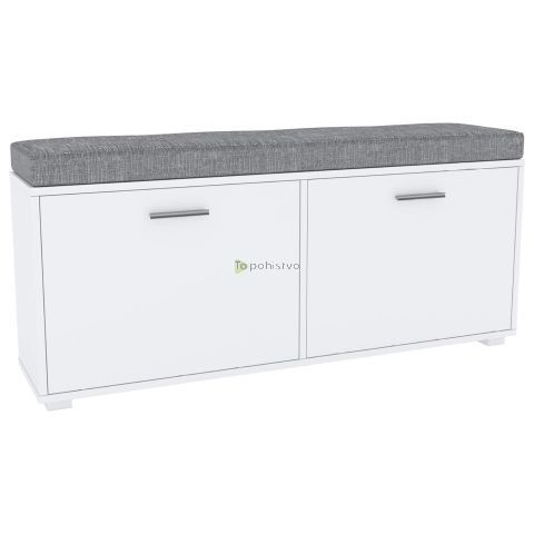 Shoe cabinet PELAGO 120 white + grey  (1200 Shoe Bench, color white/white, with upholstered seat)