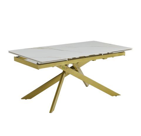 Extension table GOLDIE (160+40+40)x90x76 cm white&gold