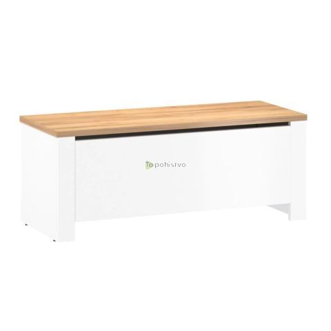 Bench RONCO 1 white + oak (Lanzette dG, color nimfea alba / oak craft gold)