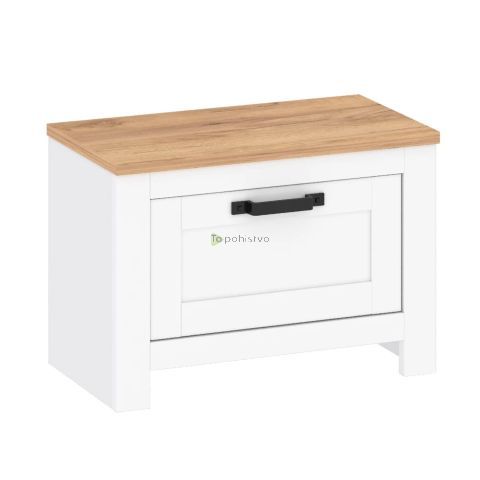 Shoe cabinet TEOLO 3  white + oak (Lanzette L, color nimfea alba / oak craft gold)