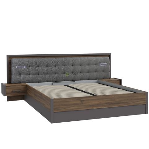 Bed PEMBURY 180x200 dark oak+grey DLCL5182B-M778