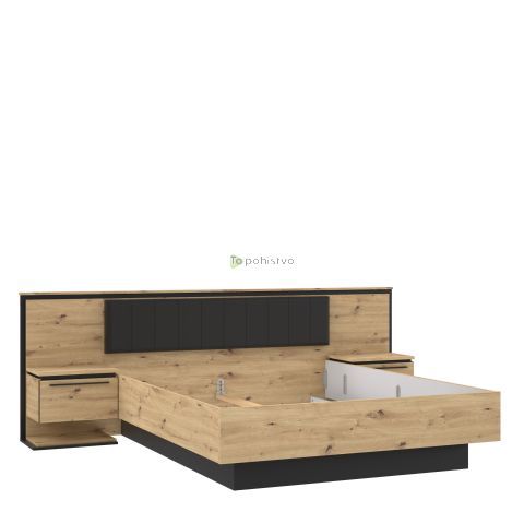 Bed IZO 160x200 oak+black IZXL1162-M361