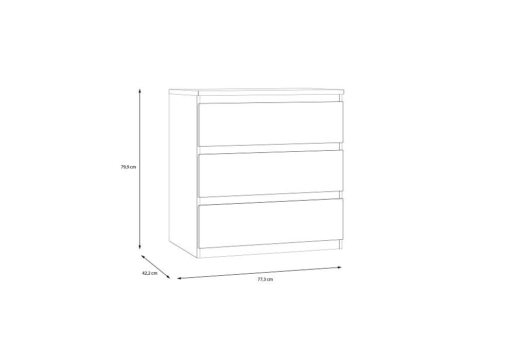 Predalnik LAYTONS 77,3cm dimenzije